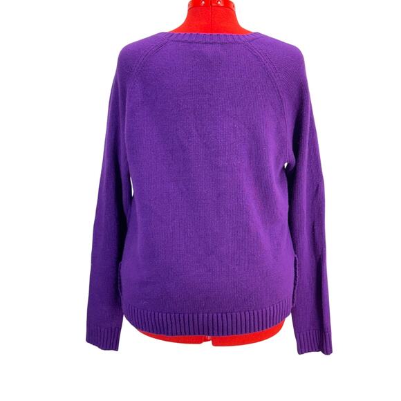 Lauren Ralph Lauren Purple Cable Knit Side Button Pullover Sweater Women XL - Picture 3 of 7